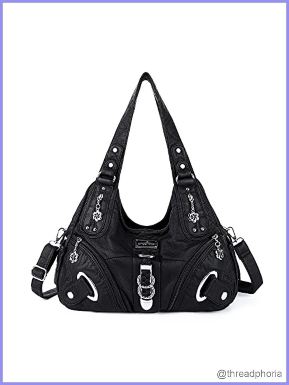 Washed PU Leather Hobo Bag Women Satchel Large Shoulder Handbag Convertible